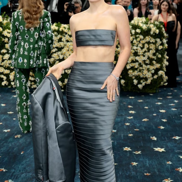 Calvin Klein Strapless Metallic Gray Dress - Picture 9 of 9